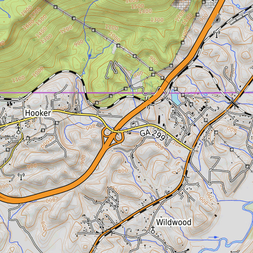 OpenTopoMap map of Pope Spring, GA
