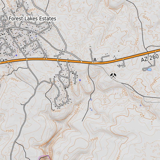 OpenTopoMap map of Mule Spring, AZ