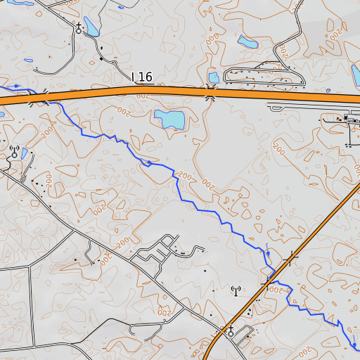 OpenTopoMap map of Sams Creek, GA