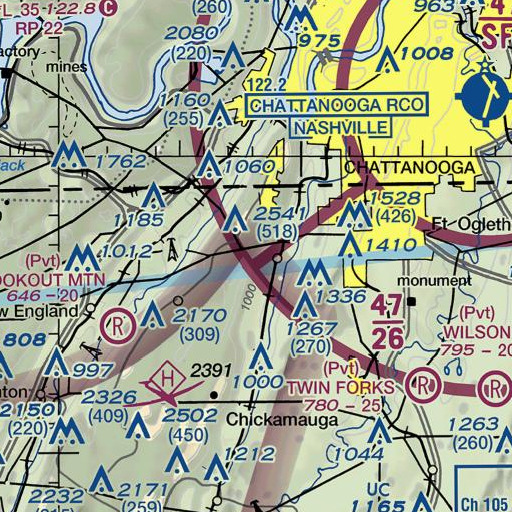 FAA VFR chart of Sawmill Branch, GA