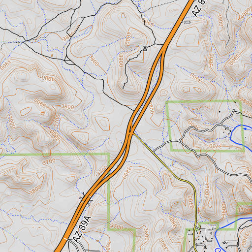 OpenTopoMap map of Negro Flat, AZ