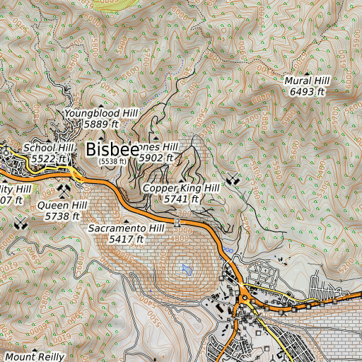 OpenTopoMap map of Copper King Hill, AZ