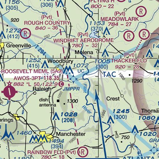 FAA VFR chart of Tarver Branch, GA