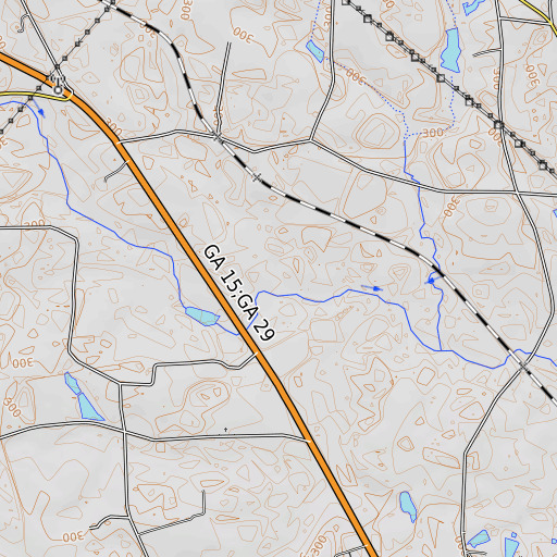 OpenTopoMap map of Water Prong, GA