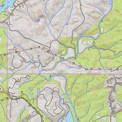 OpenTopoMap map of Yellow Creek, GA