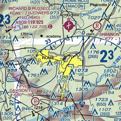 FAA VFR chart of West Rome, GA