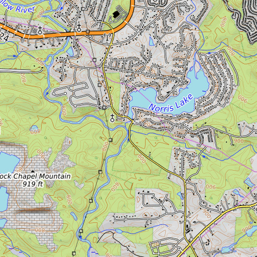 OpenTopoMap map of Lee Henry Branch, GA