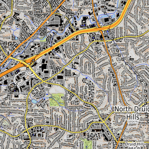 OpenTopoMap map of Mount Moriah School, GA