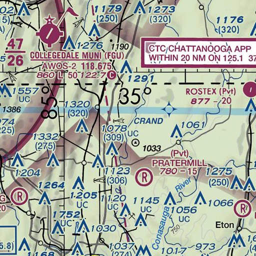 FAA VFR chart of Blue Branch, GA