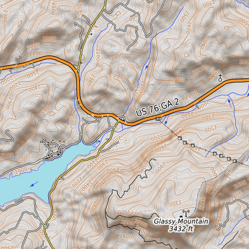 OpenTopoMap map of Canal Branch, GA