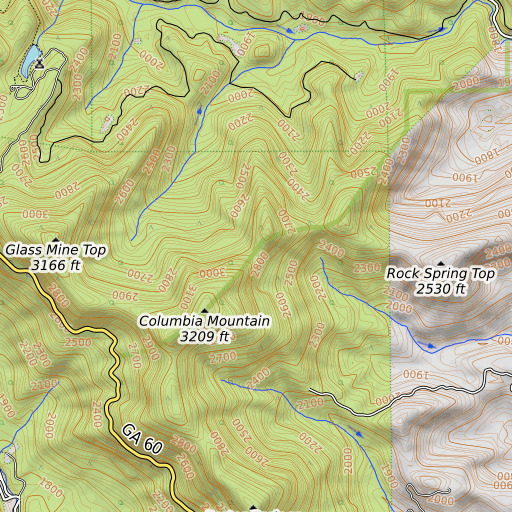 OpenTopoMap map of Cane Gap, GA