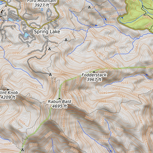 OpenTopoMap map of Chestnut Ridge, GA