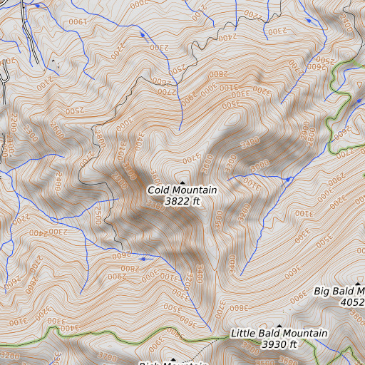 OpenTopoMap map of Cold Mountain, GA