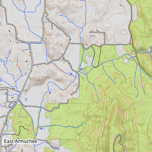 OpenTopoMap map of Dry Creek, GA