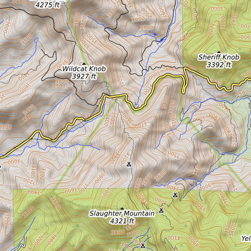 OpenTopoMap map of Duncan Ridge, GA
