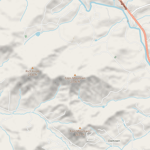 OpenStreetMap map of Epps Mountain, GA