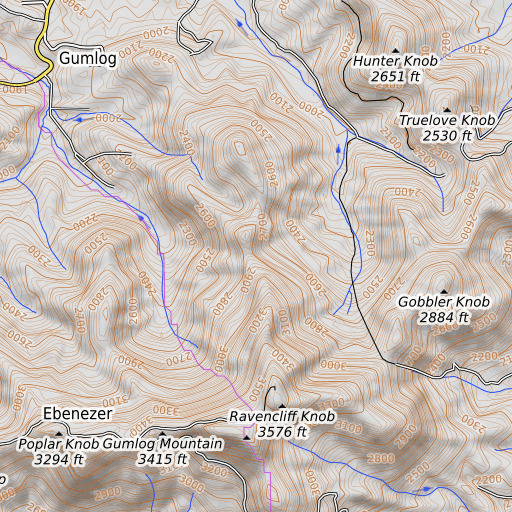 OpenTopoMap map of Gumlog Lead, GA