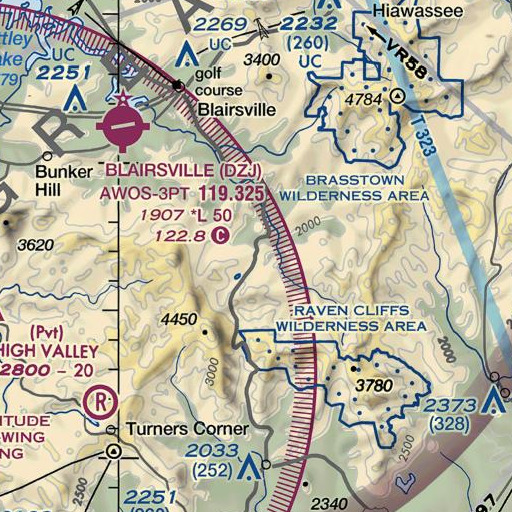FAA VFR chart of Long Ridge, GA