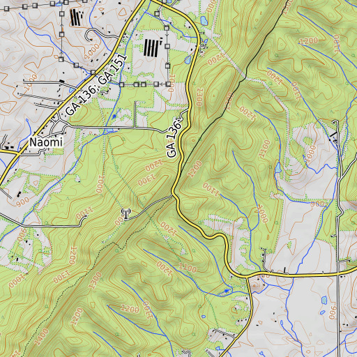 OpenTopoMap map of Maddox Gap, GA