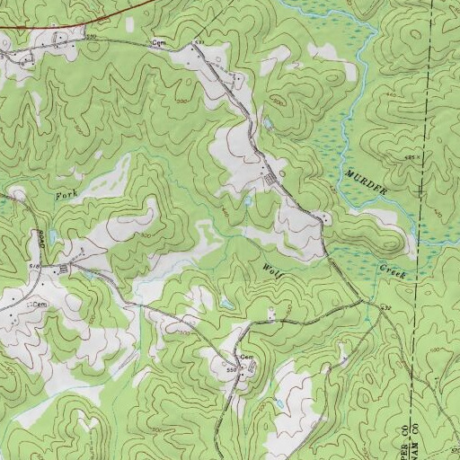 USGS 24K topo map of North Fork Wolf Creek, GA