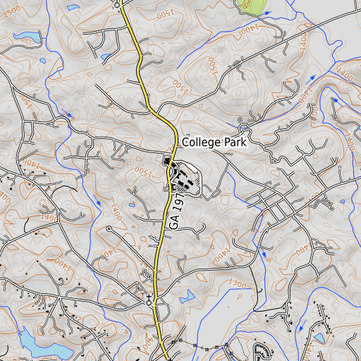 OpenTopoMap map of North Georgia Technical College, GA