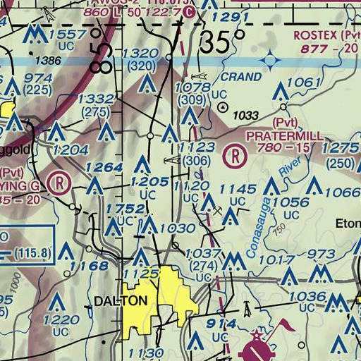 FAA VFR chart of North Whitfield Middle School, GA