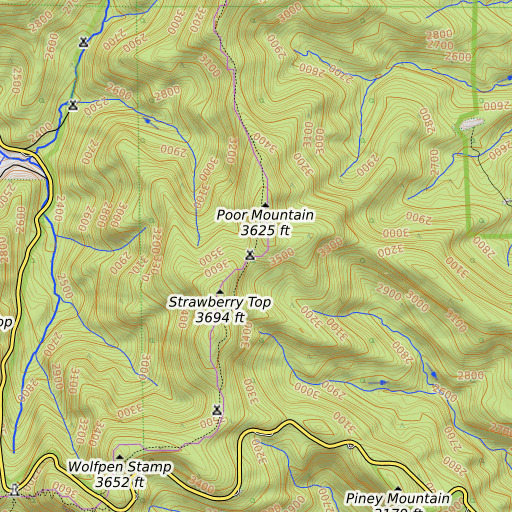 OpenTopoMap map of Sapling Gap, GA