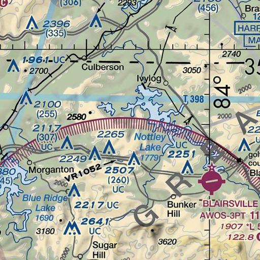 FAA VFR chart of Thomas Branch, GA