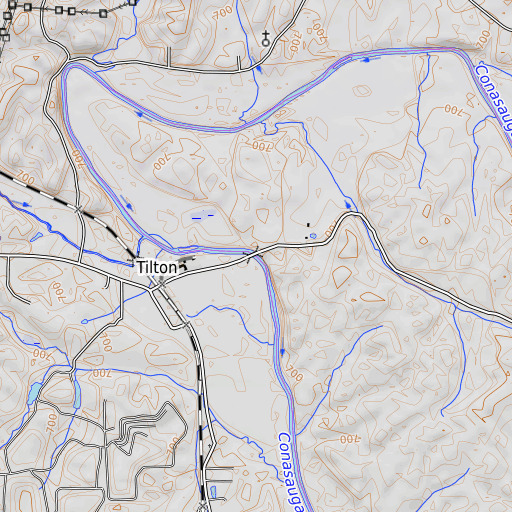 OpenTopoMap map of Tilton Bridge, GA