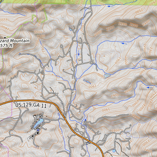 OpenTopoMap map of White Creek, GA
