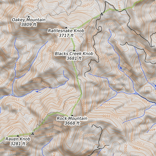 OpenTopoMap map of Windy Gap, GA