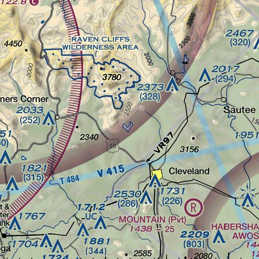FAA VFR chart of Lake Qualatchee, GA