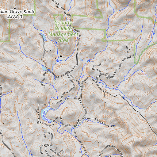 OpenTopoMap map of Gibson Creek, GA