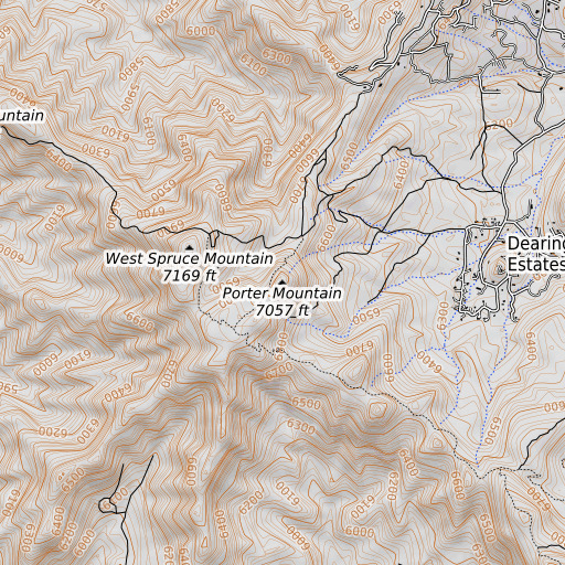 OpenTopoMap map of Porter Mountain, AZ