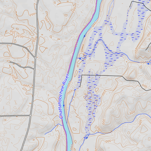 OpenTopoMap map of Gilbert Landing, GA