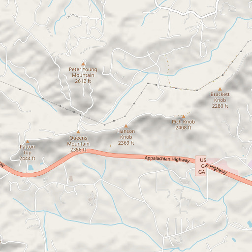 OpenStreetMap map of Hanson Knob, GA