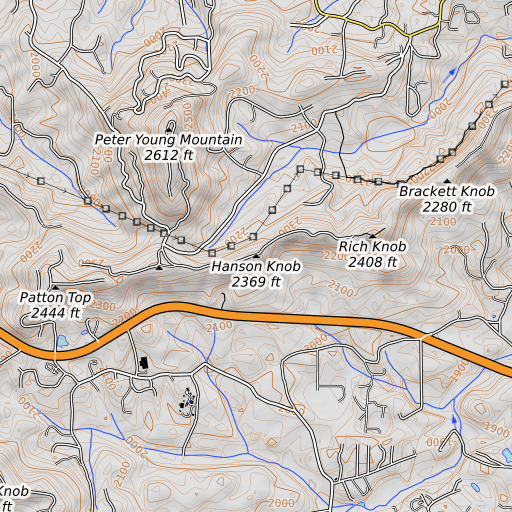 OpenTopoMap map of Hanson Knob, GA