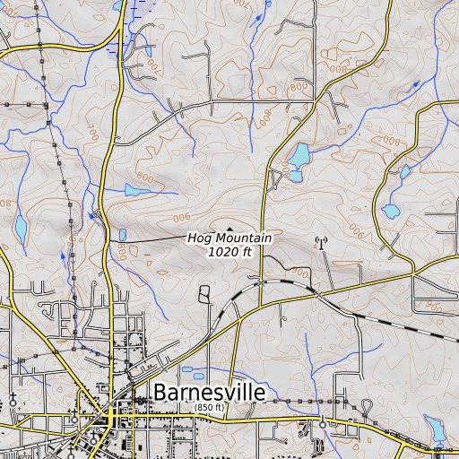 OpenTopoMap map of Hog Mountain, GA