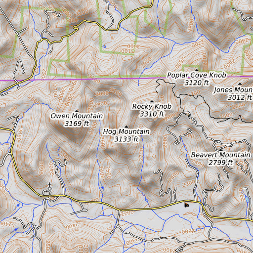 OpenTopoMap map of Hog Mountain, GA