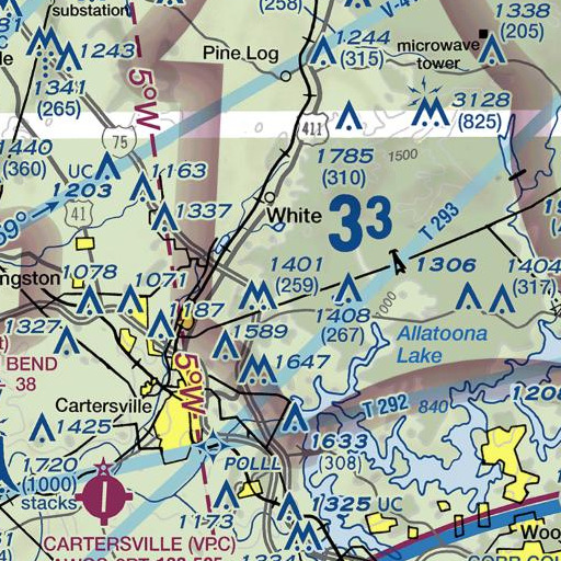 FAA VFR chart of Holly Spring, GA
