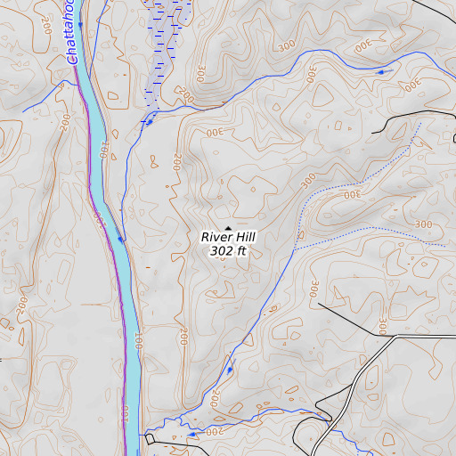 OpenTopoMap map of River Hill, GA