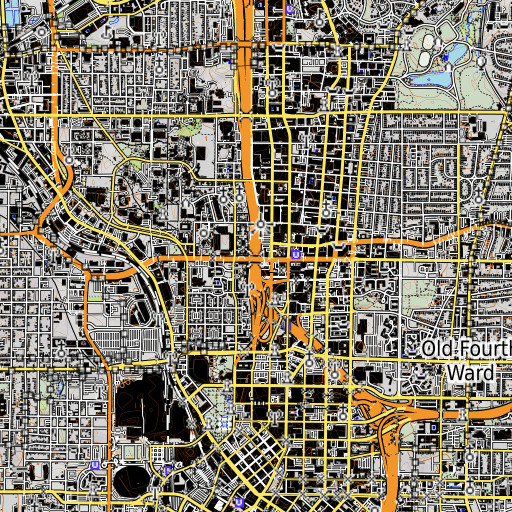 OpenTopoMap map of Interchange 100, GA
