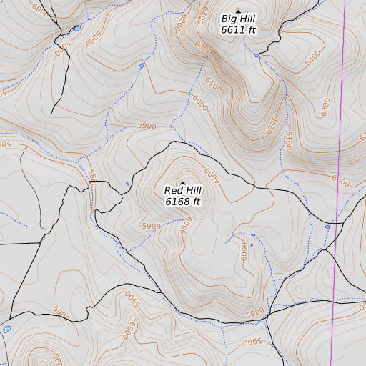 OpenTopoMap map of Red Hill, AZ