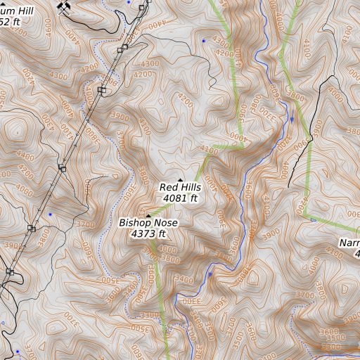 OpenTopoMap map of Red Hills, AZ