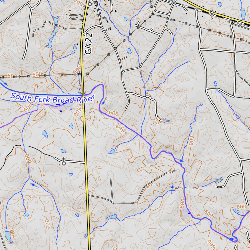 OpenTopoMap map of Comer Mill (historical), GA