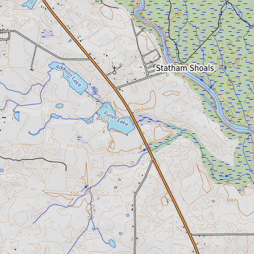 OpenTopoMap map of Fuller Dam, GA