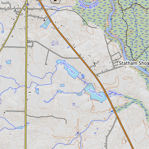 OpenTopoMap map of Addison Dam, GA