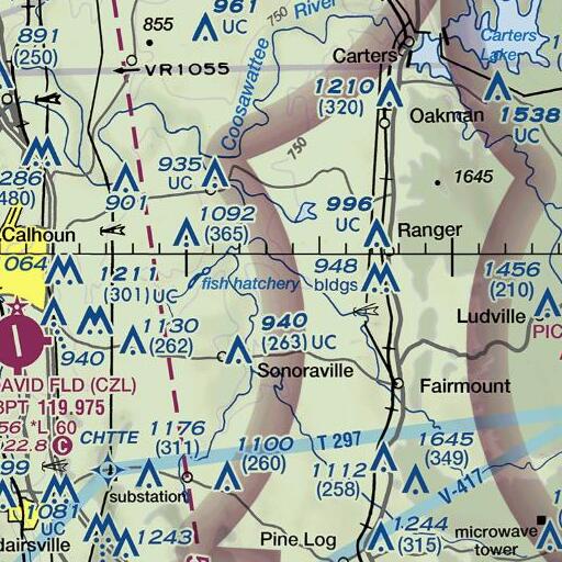 FAA VFR chart of Young-Wright Lake, GA