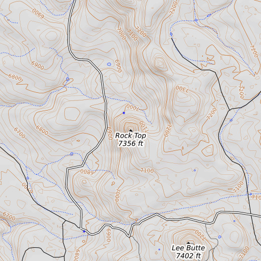 OpenTopoMap map of Rock Top, AZ