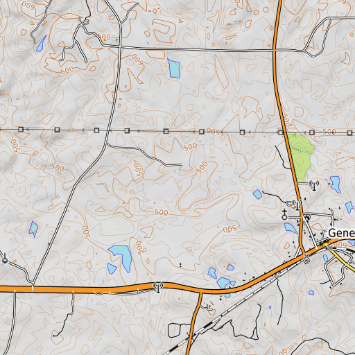 OpenTopoMap map of Hellens Lake, GA